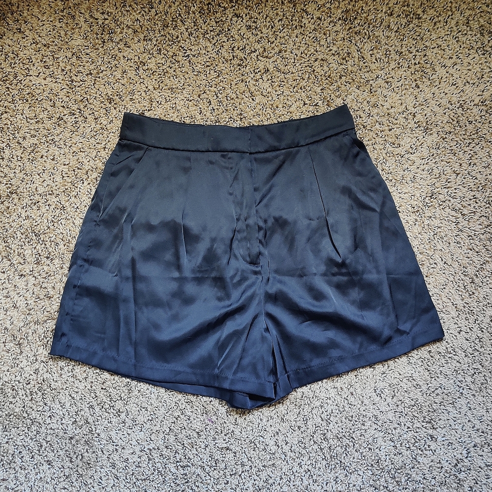 Abercrombie & Fitch Black Satin High Waist Shorts